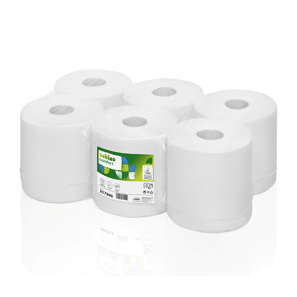 Rola prosop autocut Satino Comfort  2 straturi  alba  150 m  6 role/bax